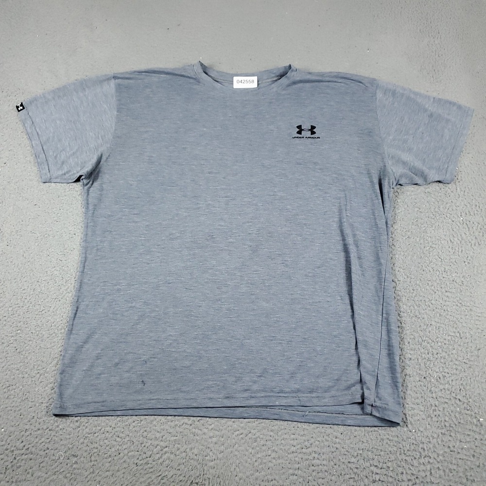 Under Armour T Shirt Mens XL Blue Active Work Out Short Sleeve Logo